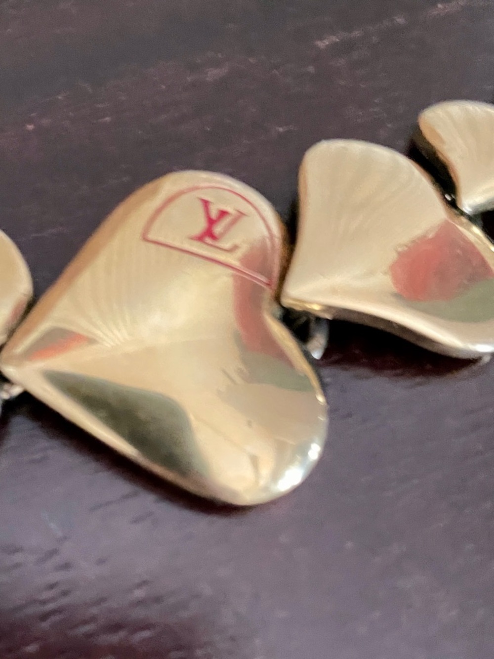 Enamel Louis Vuitton Heart Link Bracelet, 6.75" Bracelet Dust Bag and Box COA - Picture 5 of 7